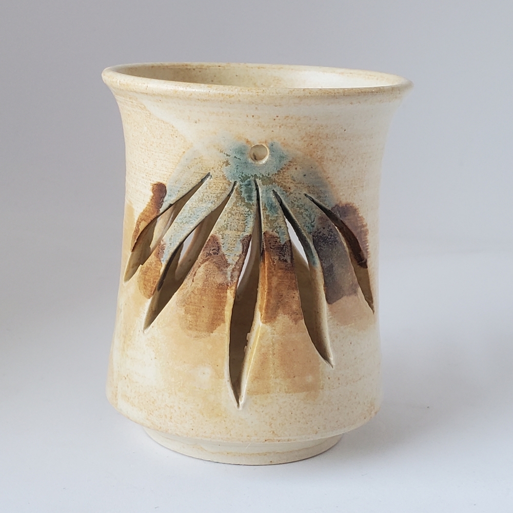 Signed Studio Pottery Tealight Holder or Orchid Pot